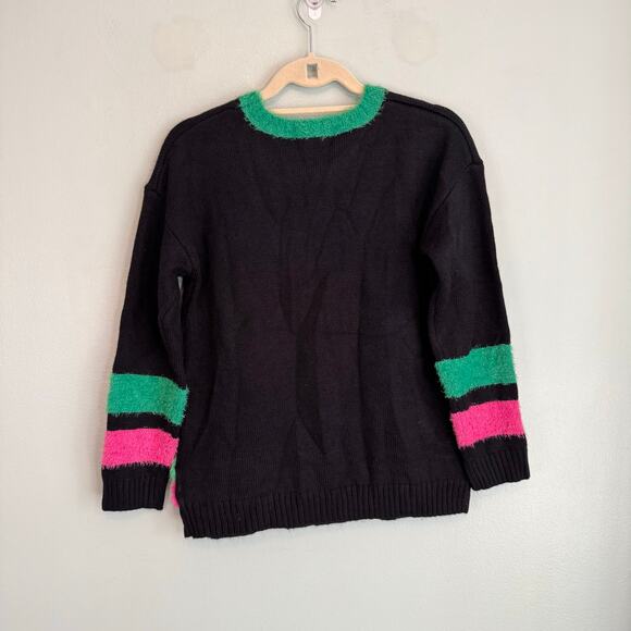 United States Sweaters Women PS Petite Black Flamingos Ugly Christmas Holidays - Picture 2 of 6